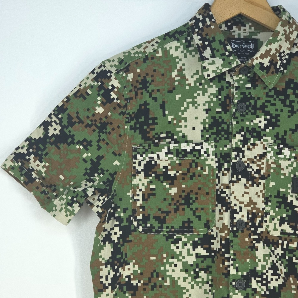 Snoop Dogg Supply Digital Camouflage Button Up Shirt Men Medium Urban Streetwear - Picture 2 of 15
